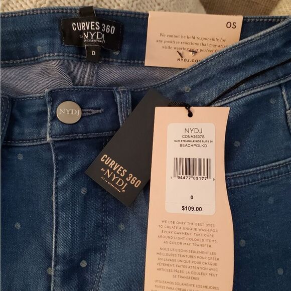 NEW! NYDJ Slim Straight Polka Dot Ankle Jeans - size 0 - Picture 11 of 13